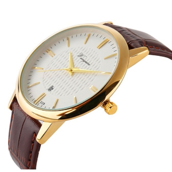 Men's Waterproof Leather Quartz Ultra Thin Watch - Picture 4 of 5